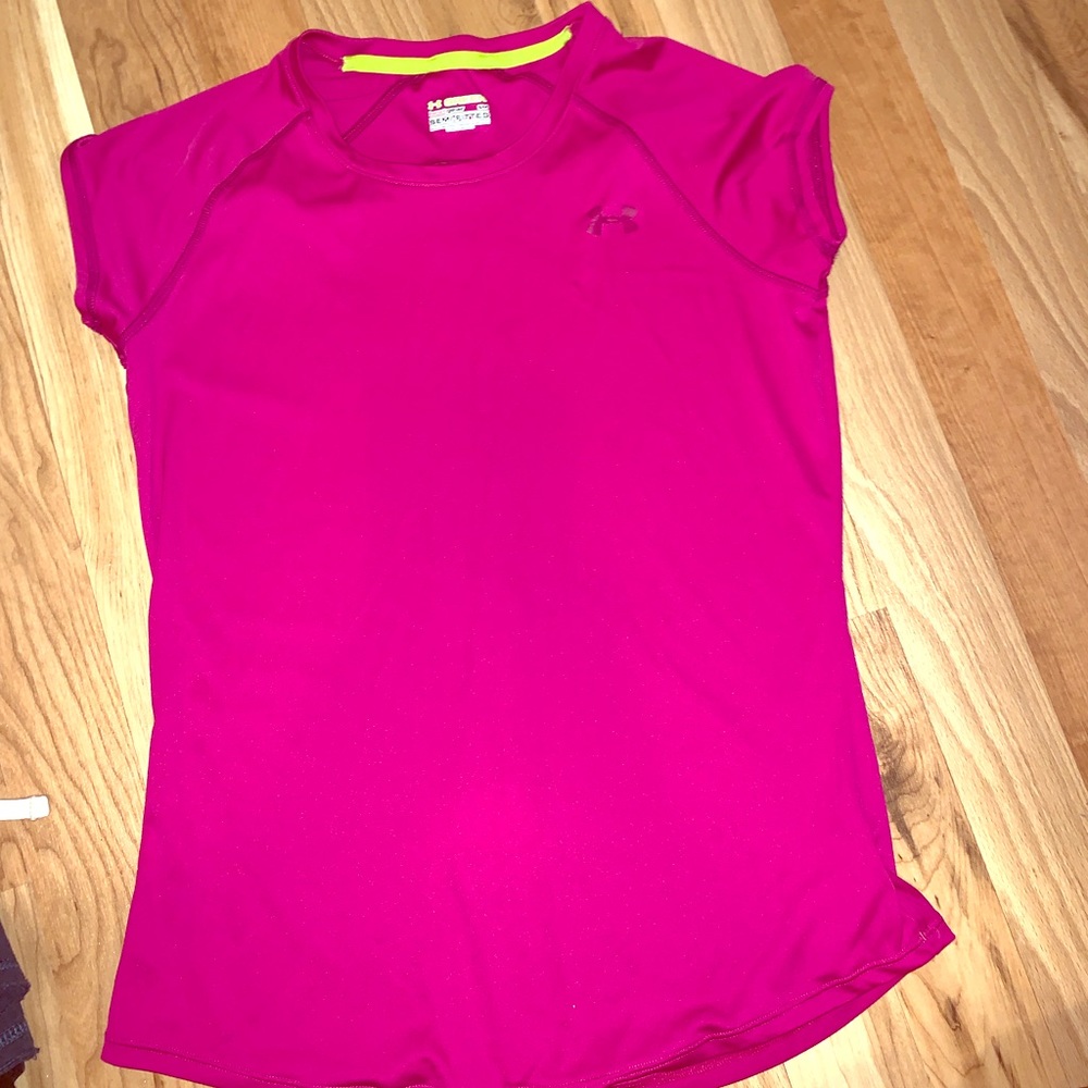 Purple/pink under armour workout top size S